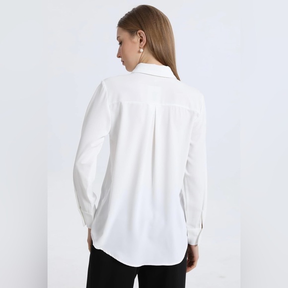 SPRING SEAON Women's Button Down Shirt Collared Blouses Long Sleeve Chiffon - Picture 5 of 7